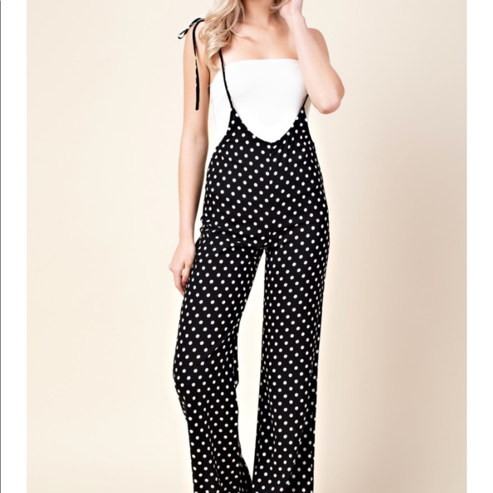 Shoulder Tie Overall Jumpsuit - Picture 2 of 2